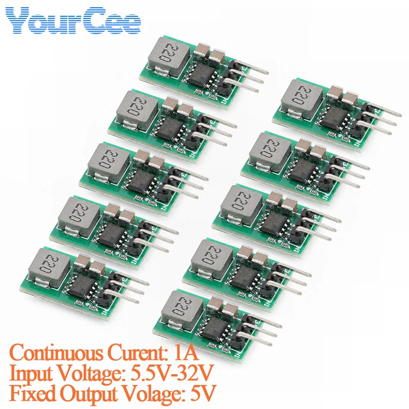 20pcs/1pc DC-DC Step Down Buck Converter Board Power Module 1A 5.5V-32V Synchronous Rectifier Voltage Regulator Replace LM7805