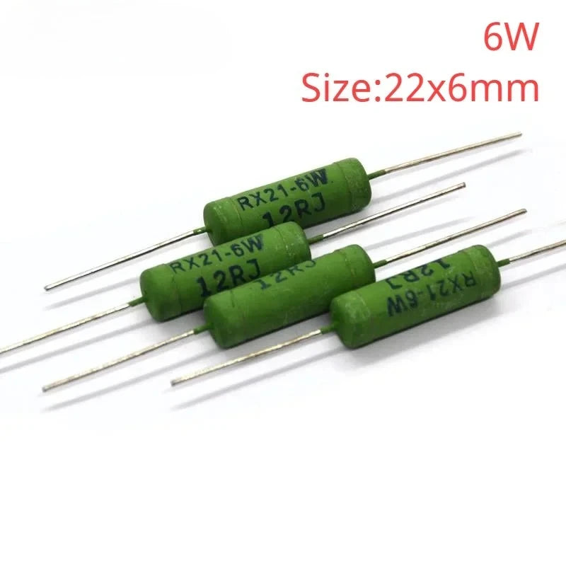 50PCS RX21 6W 10W Wire Wound Resistance 5% 0.01~33K 1R 10R 100R 1K 10K 12K 15K 18R 20R 22R 24R 27R 30R 33R 36R 0.05R 0.1R 0.12R