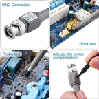 GEYA 2 Pcs 100 MHz Oscilloscope Probe 1X/10X Adjustable Attenuation Switch BNC Clip Test Lead Input Voltage10:1 Scope Probe Kit