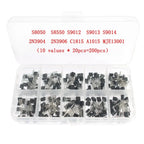 50-900PCS Transistors Kit PNP NPN A1015 S8050 S8550 S9012 C1815 MJE13001 2N3904 2N3906 BC327 BC337 BC517 BC547 BC548 BC549 BC558