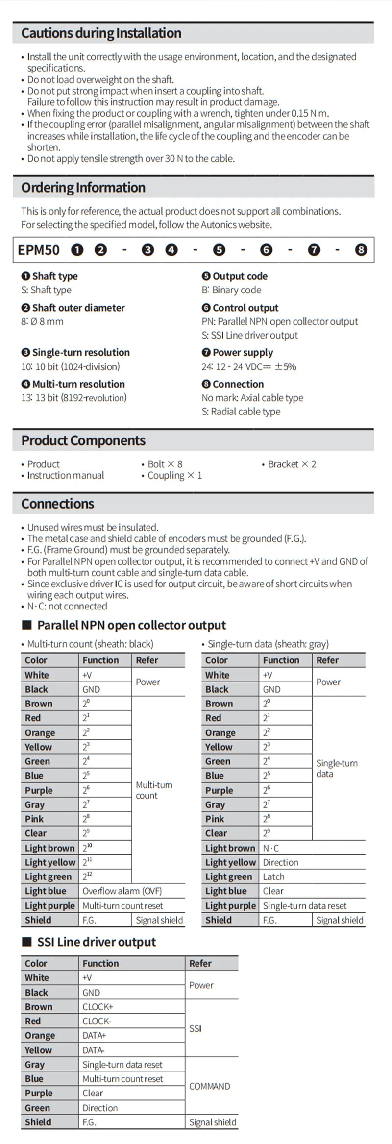 Authentic New Autonics EPM50S8-1013-B-S-24 EPM50S8-1013-B-PN-24 High Quality Absolute Rotational Encoder