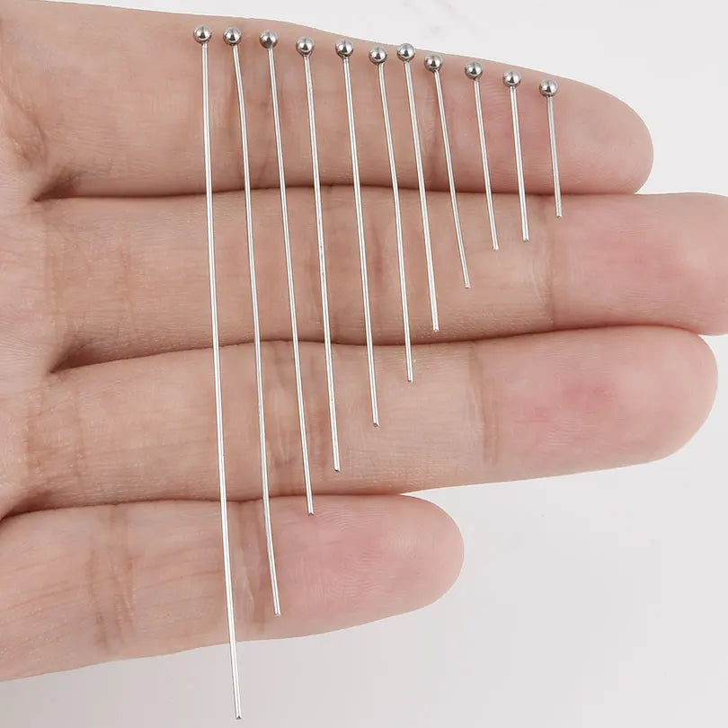 100pcs/Lot Golden Color Stainless Steel Ball Head Pins PVD Needle Pin DIY Jewelry Accessories Base De Aretes Acero Inoxidable