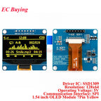 1.54 inch OLED Module 1.54” Display LCD Screen Resolution 12864 128x64 SSD1309 Driver Blue White Yellow 4Pin/7Pin IIC Interface