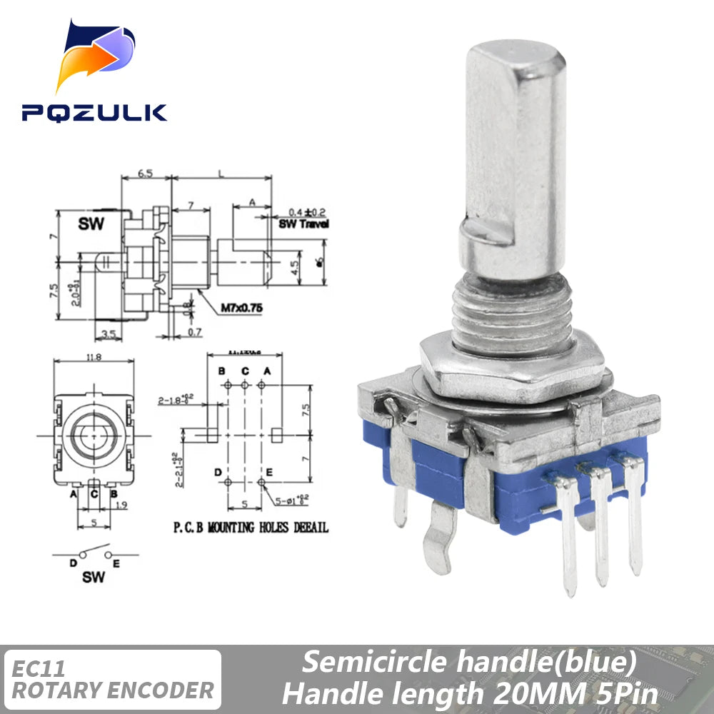 5PCS  20 Position Incremental 360 Rotary Encoder Knob Button Switch EC11 Arduino Digital Potentiometer 15/20mm Plum Half Shaft