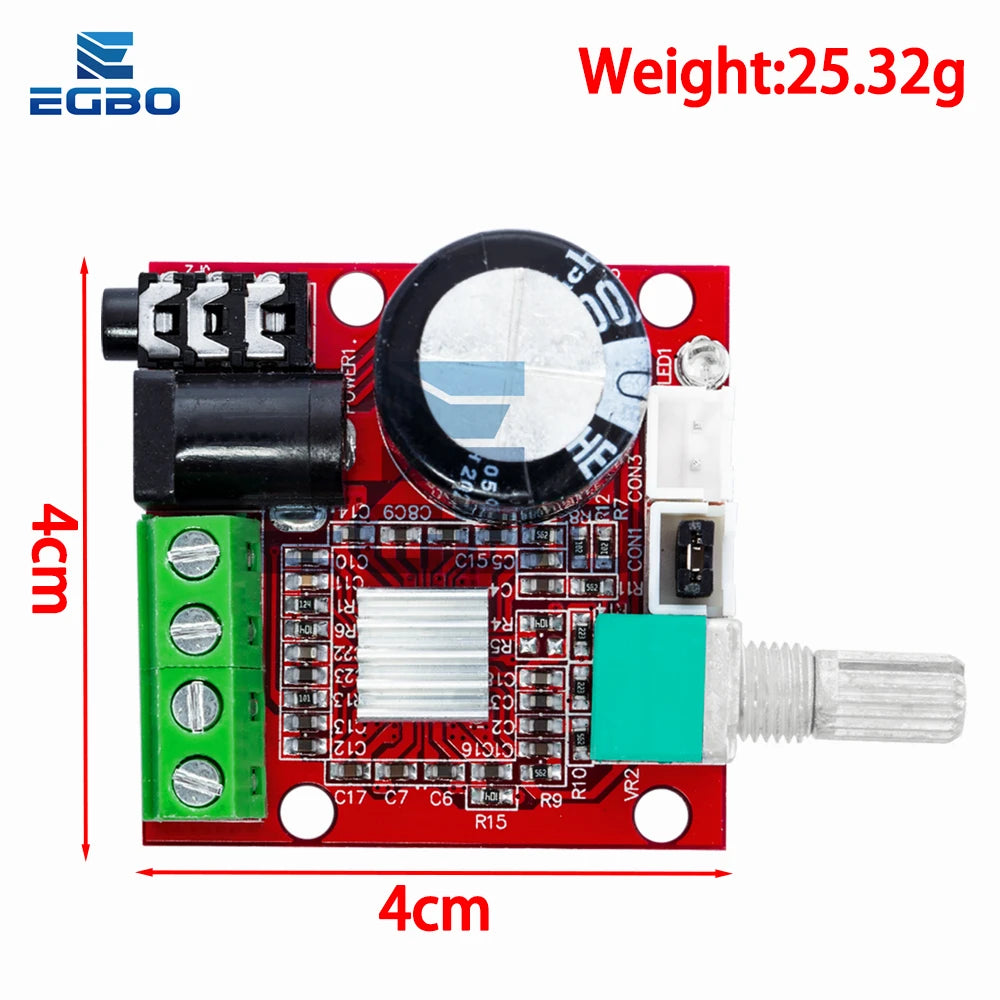 1PCS EGBO Super Slim 2 x 15W PAM8610 Class D Digital Dual Power Audio Amplifier Board 12V black
