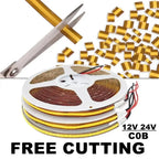 DC 12V/24V 8MM COB LED Strip Free Cut Cuttable 400LEDs/M 528LEDs/M High Density Flexible Tape Home Decoration Lighting 0.5M-10M