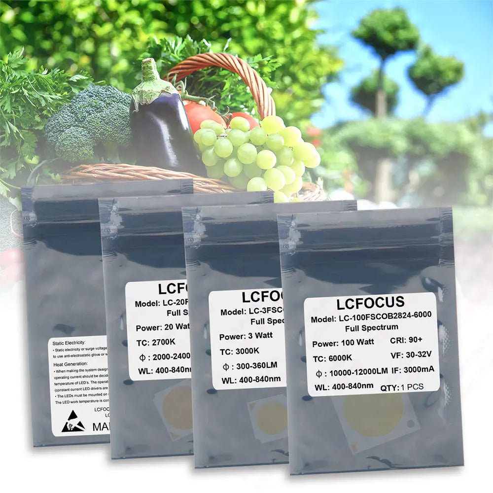 Hydroponice 3W 5W 10W 20W 30W 50W 100W COB LED Grow Light Chip Full Spectrum 400-840nm for Indoor Plant Seedling Growing Flower