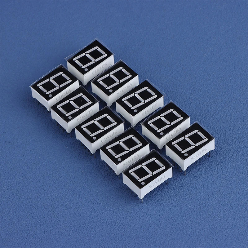 10Pcs 0.56 Inch 10Pins 1 Bit 7 Segment Red LED Digital Display Tube Common Anode Cathode 5161AS 5161BS