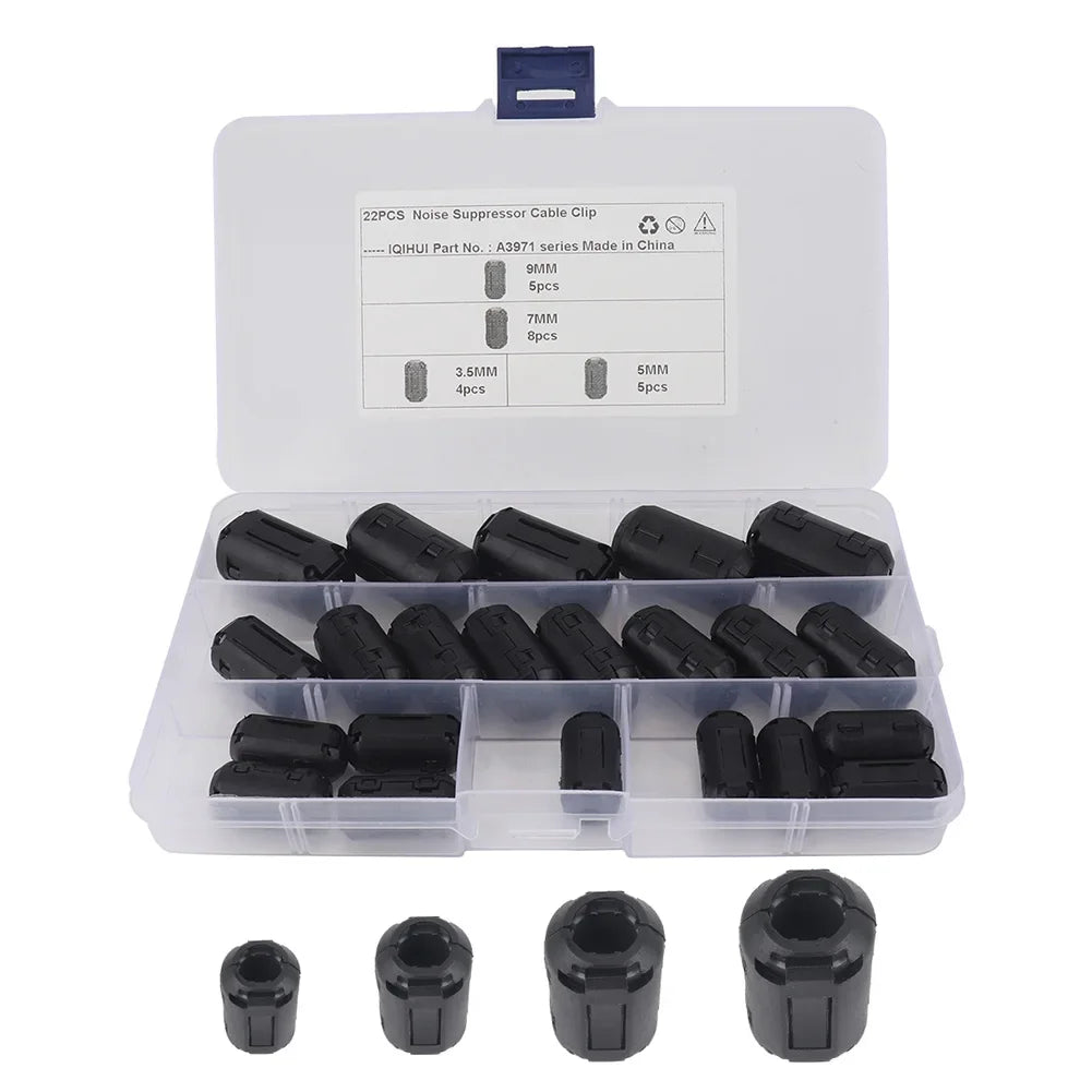50/22pcs Clip-on Ferrite Ring Core Bead Choke RFI EMI Noise Suppressor Cable Clips for USB Audio Video & Power Cord