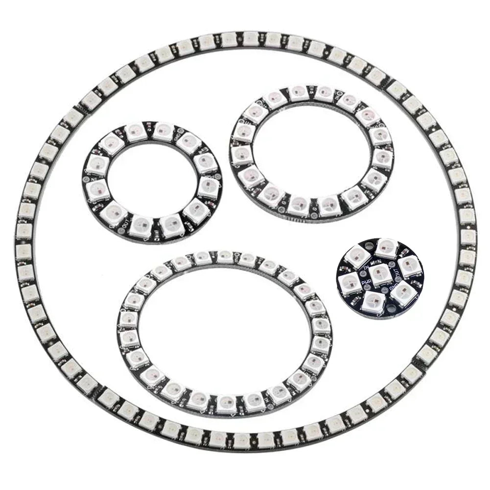 WS2812B 5050 RGB LED Ring 7 / 8 / 12 / 16 / 24 / 60 Bits Lamp Light with Integrated Drivers WS2812 for Arduino Raspberry Pi