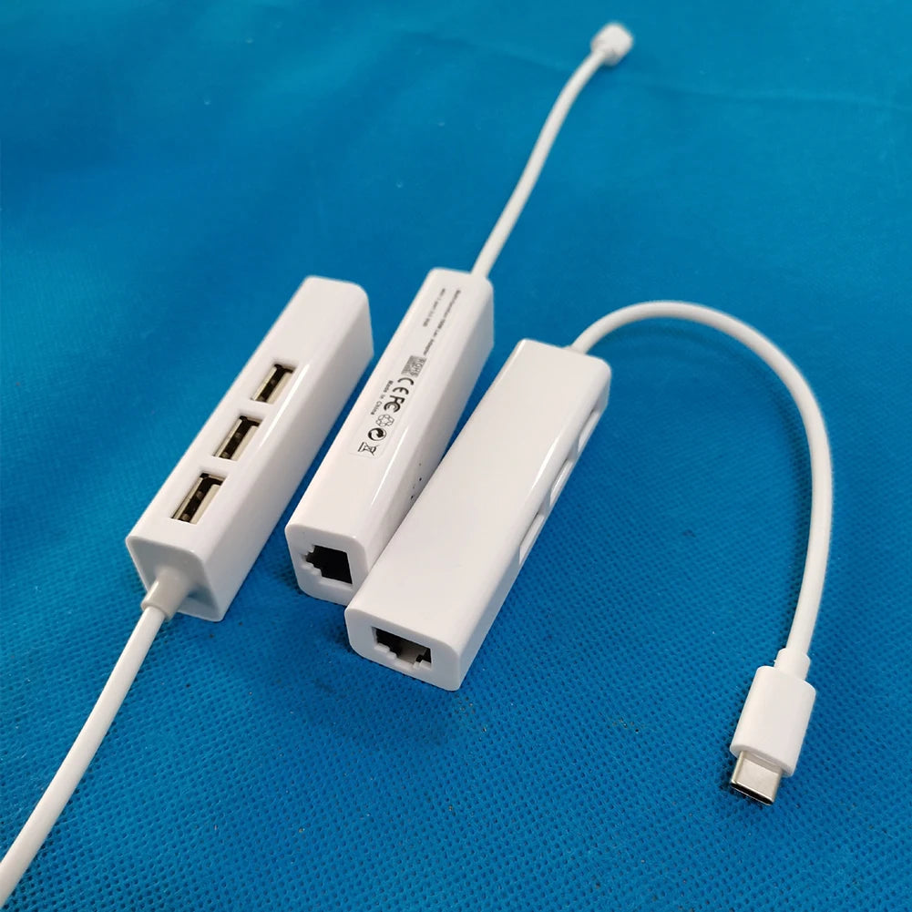 4 in 1 USB Type C to RJ45 Lan Network Card 4 Port USB2.0 Ethernet Card Hub Splitter Adapter 10GBit/s for Laptop PC Driver Free
