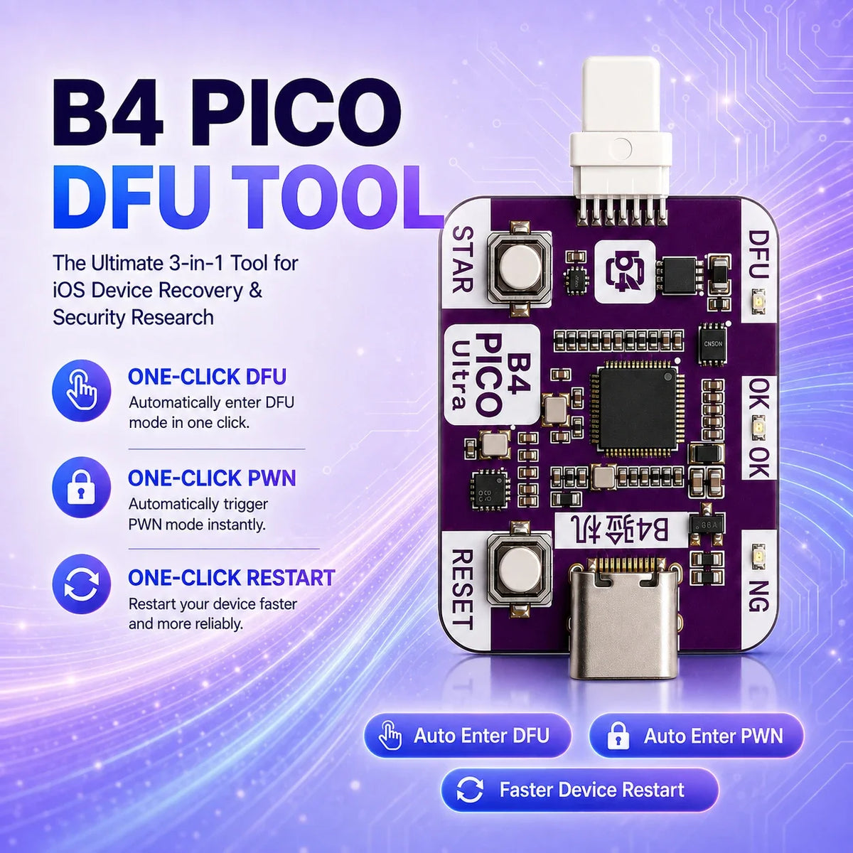Newly Upgraded RP2350 USB A RP2350A PICO Support One Click DFU Data/Restart Enter Recovery Mode Cell Phone Repair Tools
