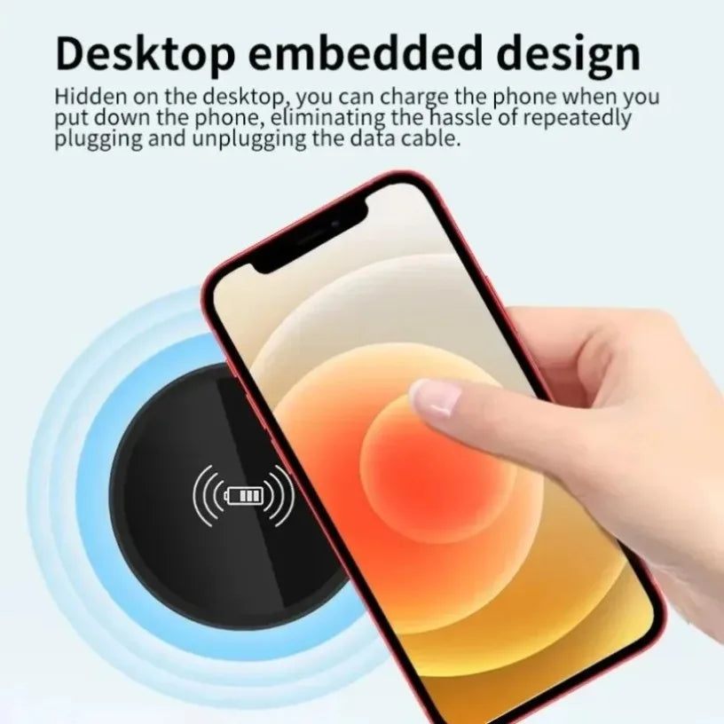 Embedded 15W Wireless Charger Fast Inductive Charging Base Desktop For iPhone 16 15 14 13 12 Samsung S24 S23 Huawei Xiaomi Phone