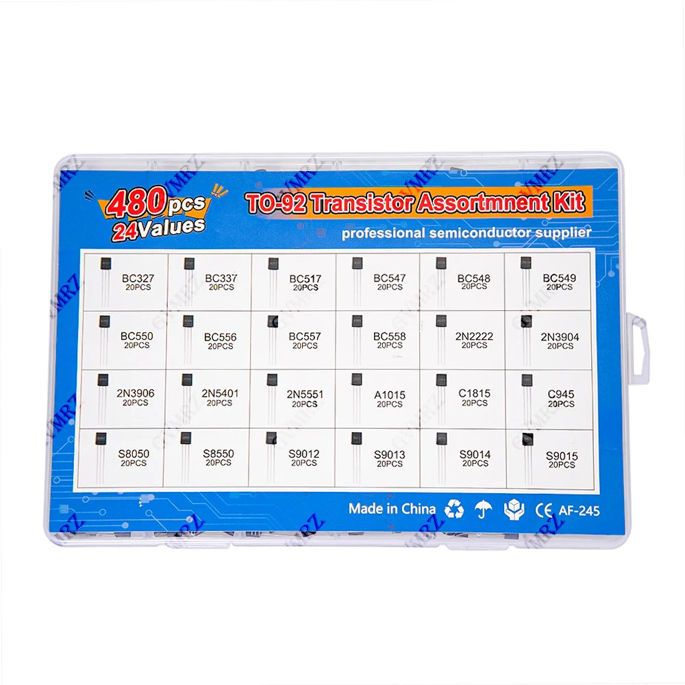 480PCS 24Values TO-92 Transistor Assortment Kit (2N2222/S8050/BC337 etc.) in Box for Arduino DIY Electronic Project 2N2222
