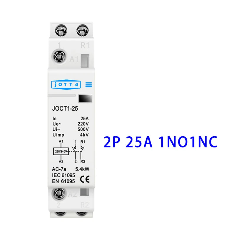 2P 16A/20A/25A  220V/230V 50/60Hz Din Rail Household AC Contactor 1NO 1NC/2NO/2NC For Smart Home