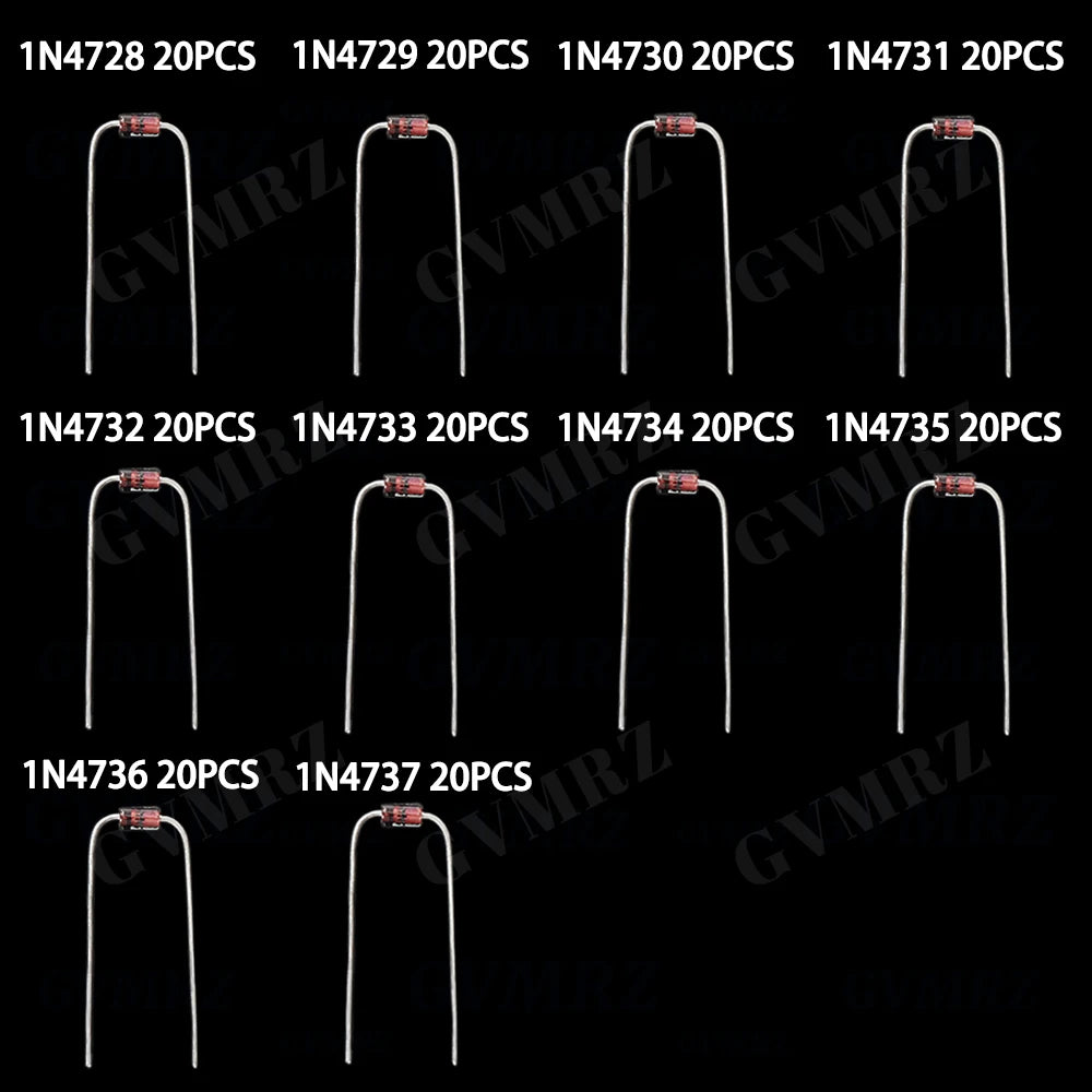200Pcs 1W Zener Diode Assortment Box Kit 1N4728 1N4729 1N4730 1N4731 1N4732 1N4733 1N4734 1N4735 1N4736