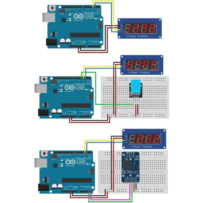 5PCS 4 Digits 7 Segment Digital Tube TM1637 LED Display Module I2C with Jumper Wires Clock Display for Arduino and Raspberry Pi
