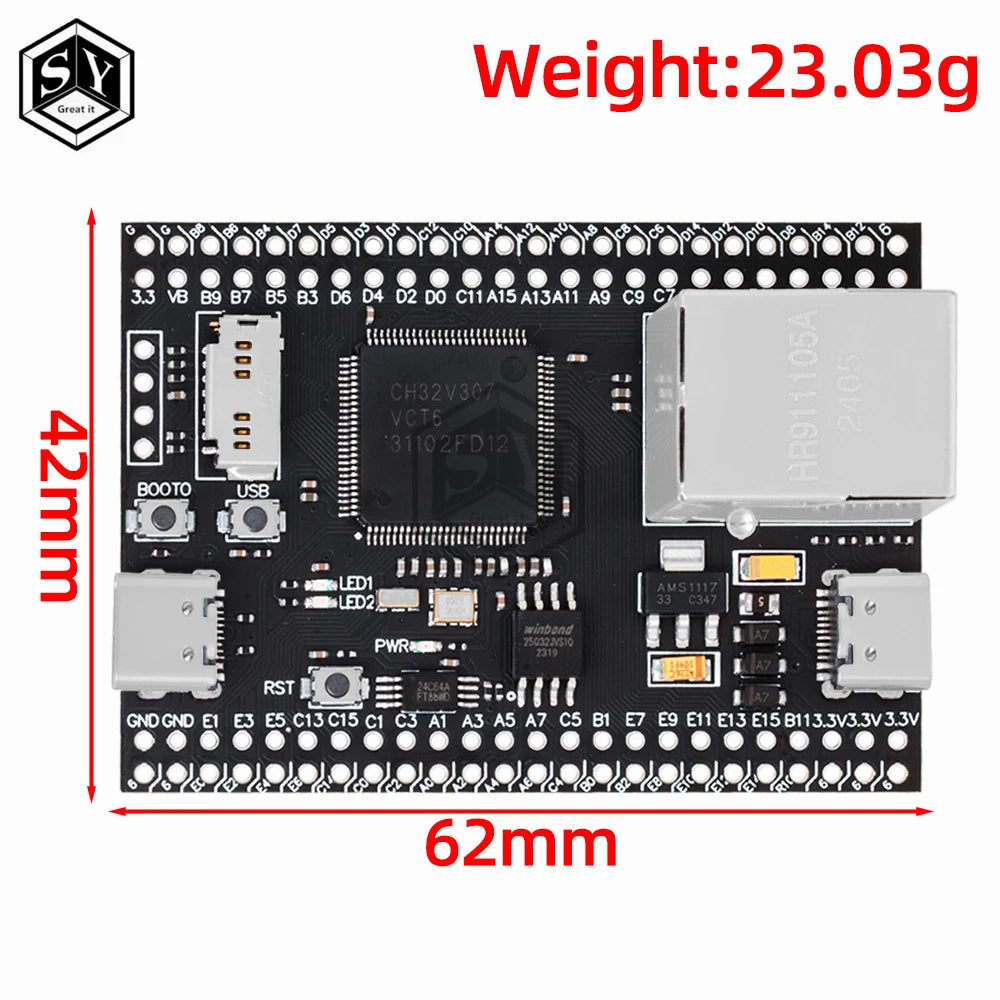 CH32V307VCT6 Development Board RISC-V Core Support RT-Thread Onboard 32-bit RISCV Controllers Support RT-Threads For Arduino