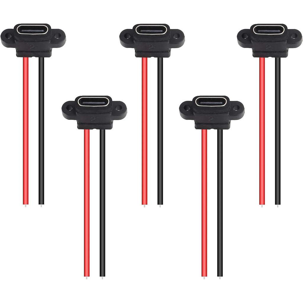 Waterproof USB3.1 Type C Female Panel Mount Socket 2Pin 3A High Current Fast Charging Welding Connector with Rubber O Ring Seal
