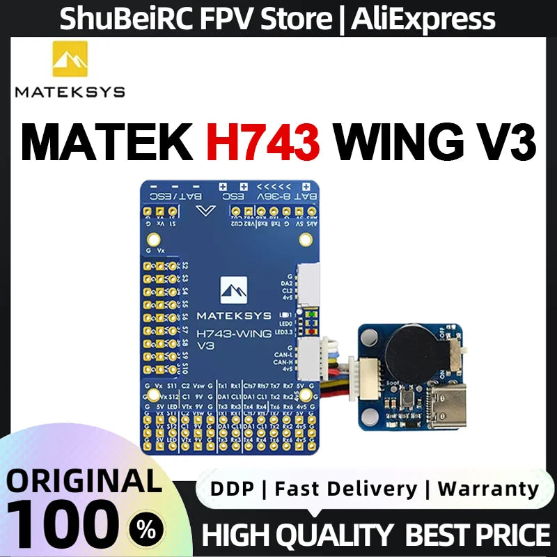 MATEK H743 WING V3 Flight Controller MATEKSYS STM32 H743VIT6 Dual IMU Baro OSD SD Slot for RC FPV DIY Racing Fixed Wing Drones