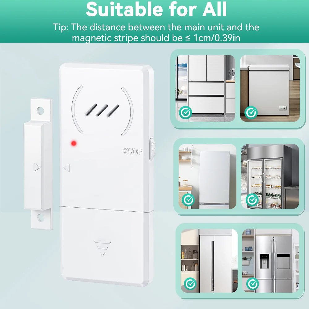 Magnetic Security Sensor Refrigerator Door Alarm Windows Open Alarms 60 Seconds Delay Loud 96 dB for Home, Store, Offic