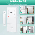 Magnetic Security Sensor Refrigerator Door Alarm Windows Open Alarms 60 Seconds Delay Loud 96 dB for Home, Store, Offic
