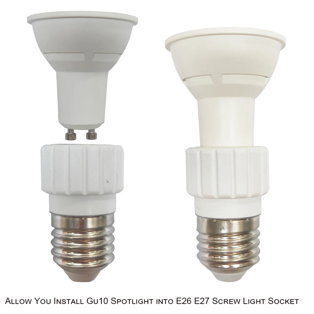 2pc E27 to GU10 Adapter E26 to Gu10 LED Spotlight Lamp Base Converter Ceramic High Temp Resist Gu10 Halogen Light Socket Adapter