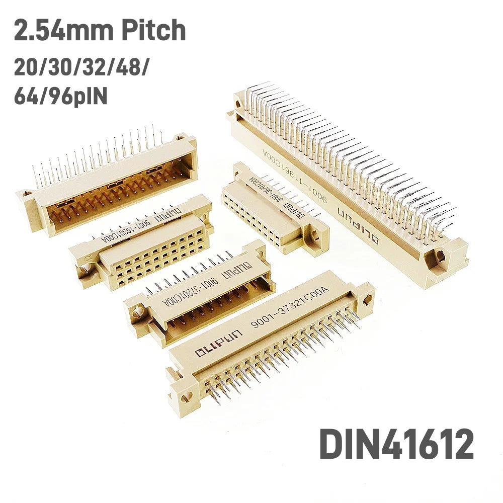 5 Pcs DIN 41612 Connector 20 30 32 48 64 96 Pin Plug Male Female Socket Vertical Right Angle Through Hole PCB Pitch 2.54 MM