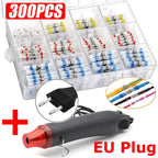 100/800PCS Solder Seal Wire Connectors Heat Shrink Solder Butt Connectors Kit Automotive Marine Insulated with 300W Hot Air Gun