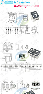 TZT 0.28/0.36/0.4/0.56 inch LED display 7 Segment 1/ 2 / 3 / 4 Bit Digit Tube Red Common Cathode / Anode Digital led 7segment