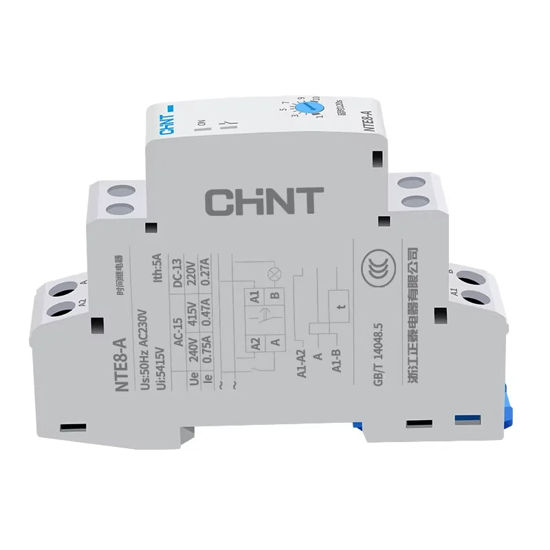 CHINT NTE8 Series Time Delay Relay Control Off Power On Delay NTE8-A NTE8-B 10S 120S 480S AC220V DC24V Din Rail Digital Timer