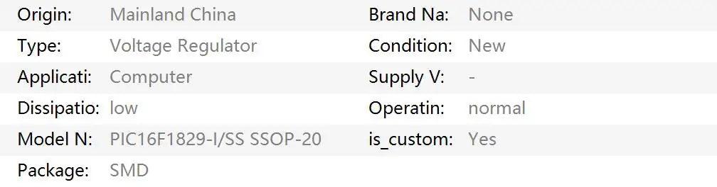 5pcs/1pc PIC16F1829-I/SS PIC16F1829-I PIC16F1829 PIC16F PIC16 PIC IC MCU SSOP-20 Flash Microcontroller Chip