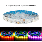 WS2812B WS2815 S-Shape Individually Addressable LED Strip Light 60LEDs/m Smart RGBIC Dream Color S Bendable 8mm Pixels Tape Bar