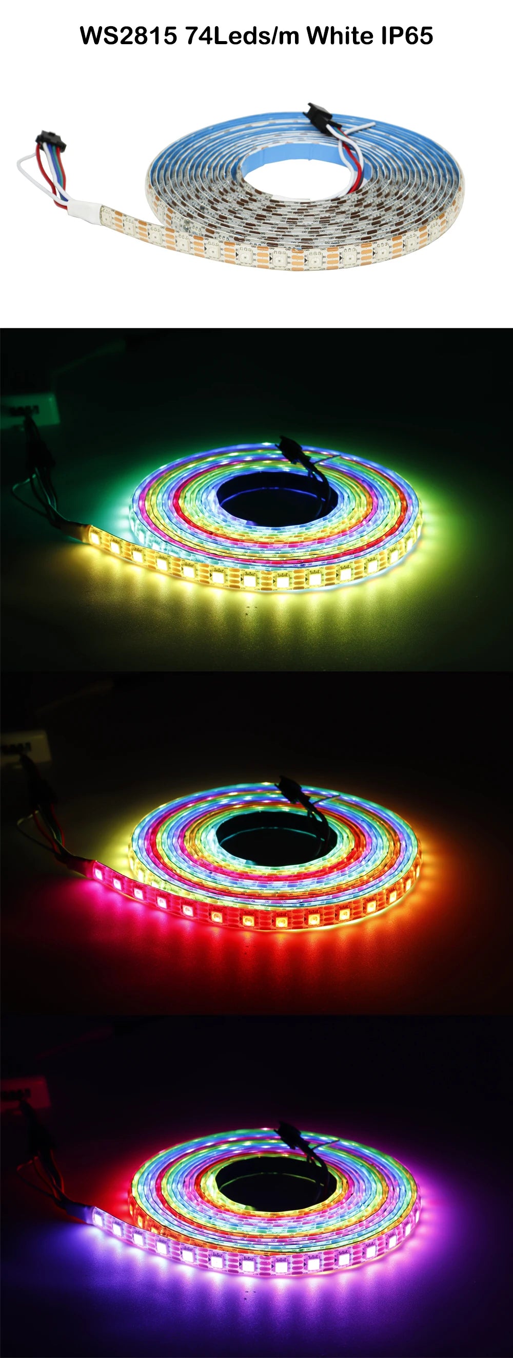 DC12V WS2815 5050 Smart RGB Pixels LED Strip DC5V WS2812B Individually Addressable IC 30/60/74/96/144/Leds/M WS2812 Tape Light