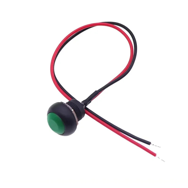 5/20PCS 12mm Momentary Push Button Switch ON OFF PBS-33B Self Reset Mini Round Switch With Wire 2Pin 1A DC12V