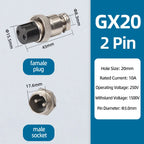 GX20 Aviation Connector 2/3/4/5/6/7/8 Pin Male Female Metal Plug Socket Push Pull Cable Connector Silver Plated Co