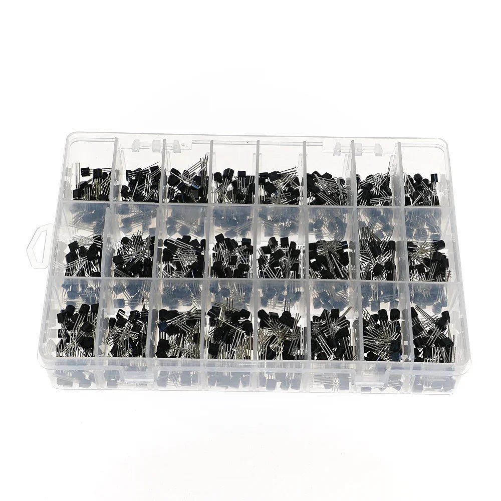 840pcs 24Values TO-92 PNP/NPN Transistor Assortment Kit BC327 BC337 BC547 2N2222 3904 3906 C945 BC517 BC550 BC556 BC558 S9014