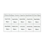 300PCS 10Value 50V 10pf 20pf 30pf 47pf 56pf 68pf 100pf 1nf 10nf 100nf Multilayer Ceramic Capacitor Assortment Kit