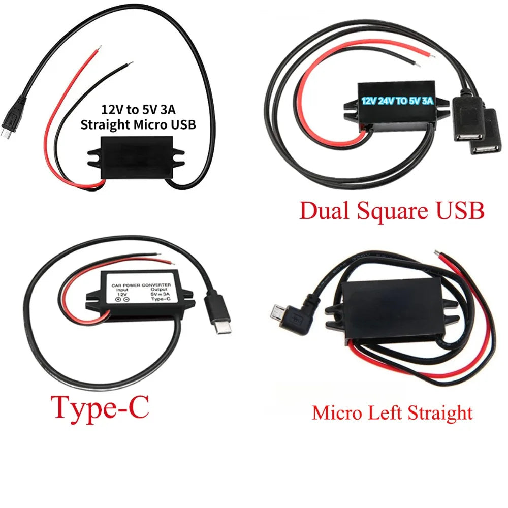 15W 12V 24V to 5V 3A DC-DC Step Down Buck Converter Regulator Power Supply Module Mini USB Micro USB Male Female Type-C Adapter