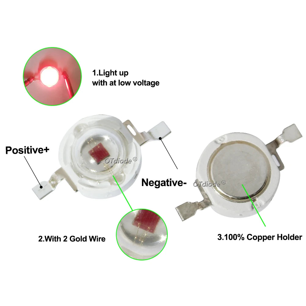 IR LED 3W 730nm 740nm 850nm 940nm 1050nm 3Watt Chip Diode Infrared Red Beads Radiation Bulb Laser Flashlight Night Vision Camera
