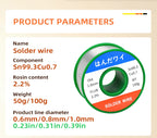 Sn99.3 Cu0.7 50G 100G Lead Free Solder Wire Tin 0.5/0.6/0.8/1.0mm Rosin Core Solder Welding Soldering Iron