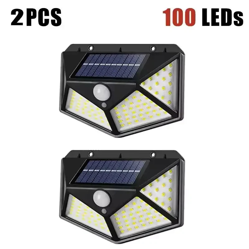 1-4PCS Solar LED Wall Light,100 LED Outdoor Motion Sensor Lights Waterproof Solar Wall Lamp for Garden Fence Yard Pathway Stairs