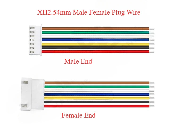 10pcs/5pairs XH2.54mm 0.1" Pitch Wire Terminal Cable Connector 2/3P/4P/5P/6/7/8/9/10/12Pin 10/20/30cm Male Female Plug Socket