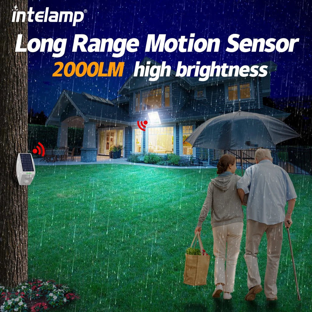 Solar Light Outdoor Motion Sensor Flood Security With Remote Control Powered Wall Dusk to Dawn Garden Porch Farm
