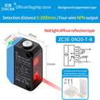 ZHICAN ZC3E Long Range Photoelectric Sensor 2m Diffuse Reflective Switch NPN NO 24V DC Object Detection