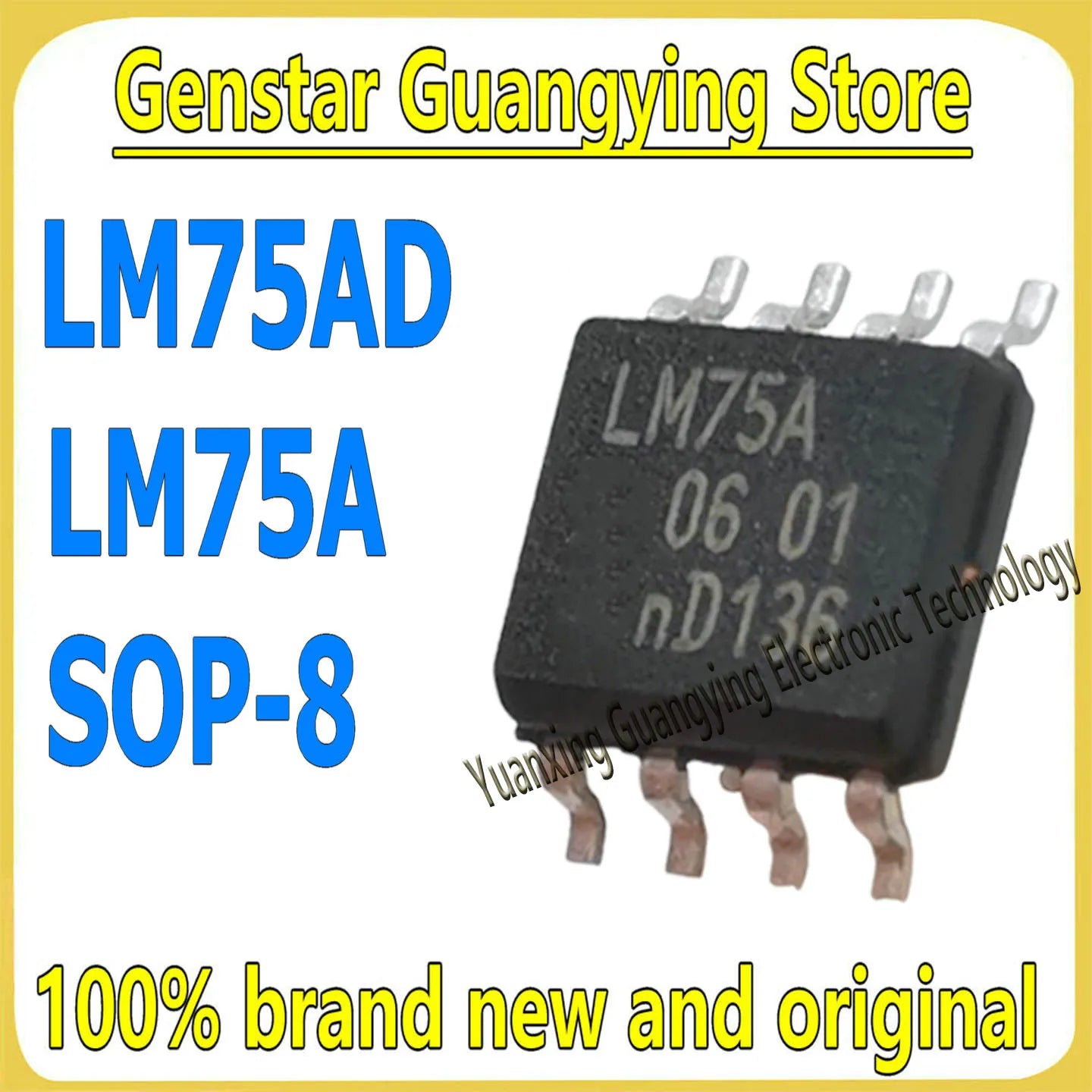 (5 pieces) LM75AD, LM75A, LM75 SOP-8 temperature sensors, surface-mount chips, 100% brand new
