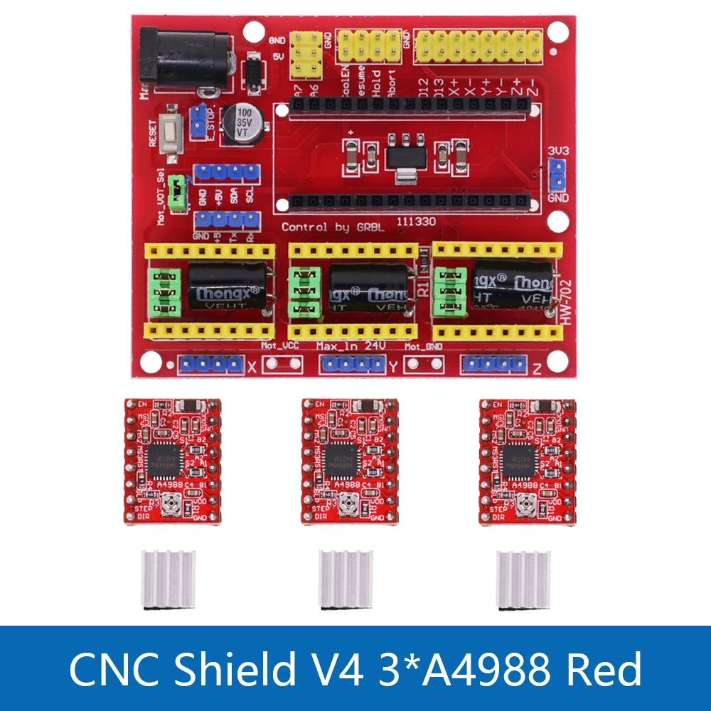 New CNC Shield V3 V4 Engraving Machine / 3D Printer / + A4988/DRV8825 Driver Expansion Board for Arduino DIY Kit