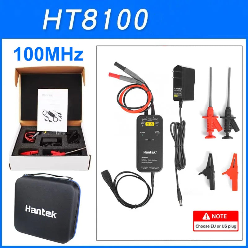 Hantek 100MHZ Oscilloscope HT8050/HT8100 High Voltage Differential Probe Isolation Probe LED Indicator Accessory Tools
