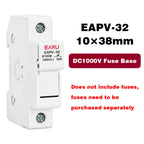 EARU Din Rail Solar Fuses DC 1000V 1500V PV Photovoltaic 20A 25A 30A Fuse Holder Base Solar System Short Circuit Protection GPV