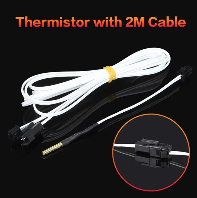 XCR3D 3D Printer Part 100k ohm B3950 NTC Thermistor Temperature Sensor HT-NTC100K 1 Meter 1.5m 2M Cable with Plug Connector